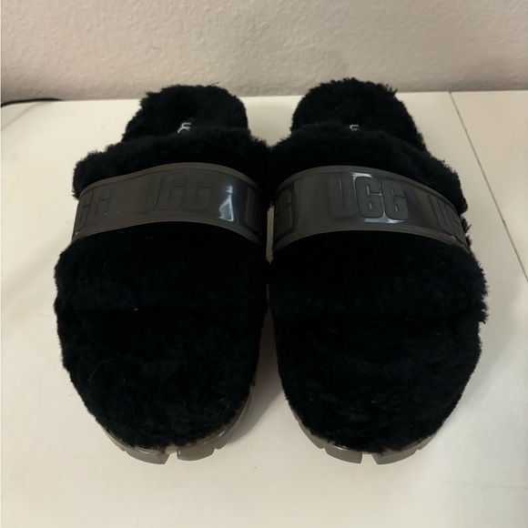 UGG | Fluffita Clear Fluff Slide Platform Sandals Slippers Black Women’s Sz 8 - Picture 2 of 5